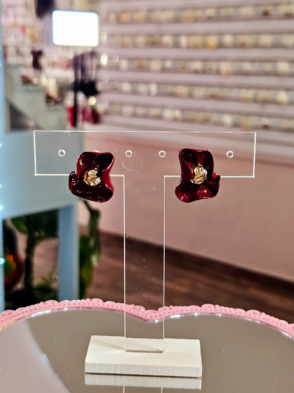 Aretes Flor Rubí
