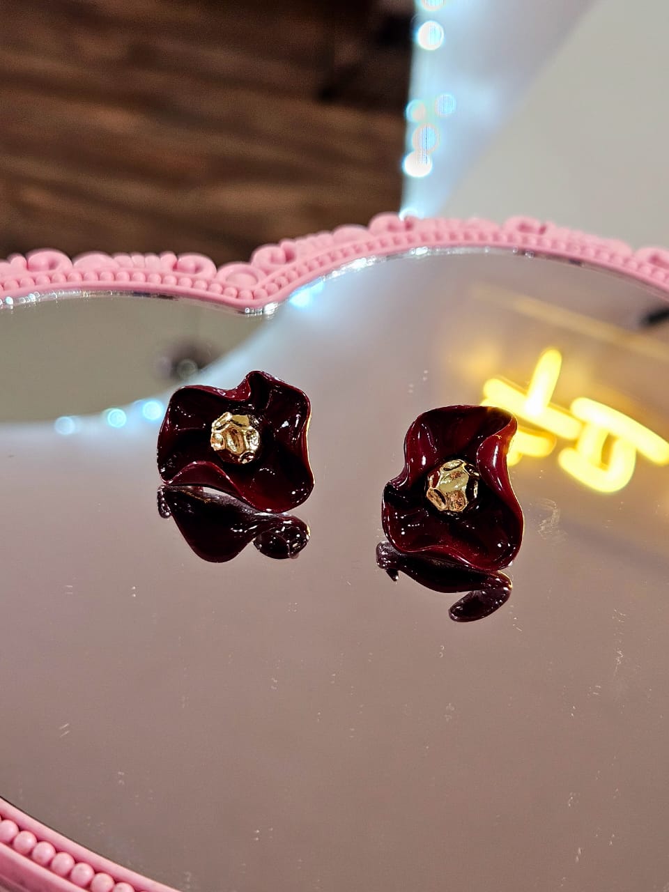 Aretes Flor Rubí