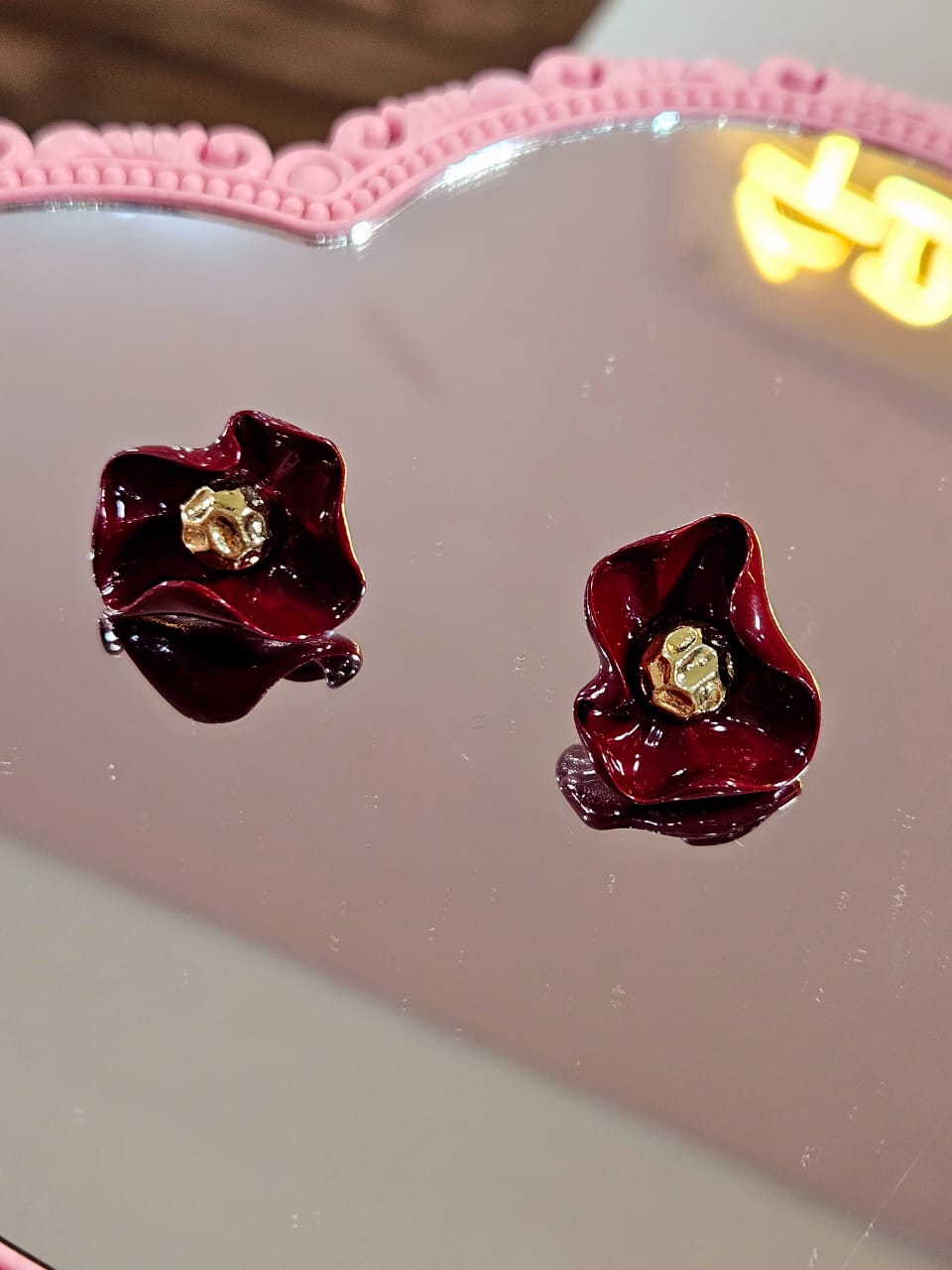 Aretes Flor Rubí