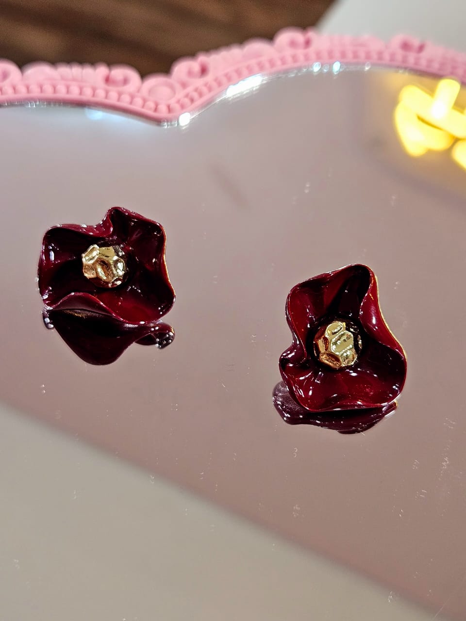 Aretes Flor Rubí