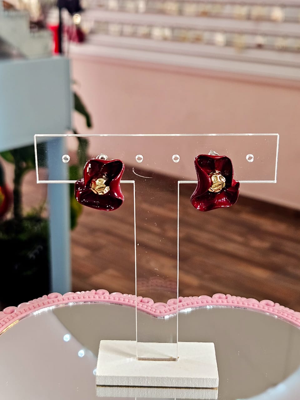 Aretes Flor Rubí
